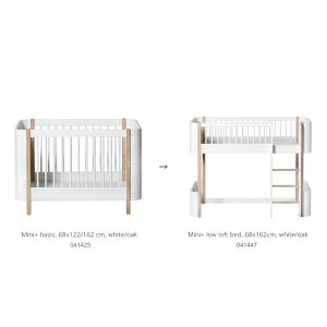 Oliver Furniture – Conversiekit – Wood Mini+ naar Low Loft Bed – Wit/Eikenhout