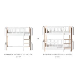 Oliver Furniture – Conversiekit – Wood Mini+ Low loft Bed naar Low Bunk Bed – Wit/Eikenhout
