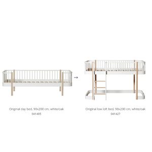 Oliver Furniture – Conversiekit – Wood Original Day Bed naar Low Loft Bed – Wit/Eikenhout