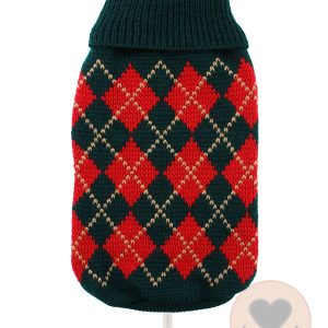 Red & Dark Green Argyle Sweater