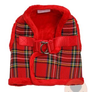 Urban Pup Luxe bont gevoerd rood tartan tuigje