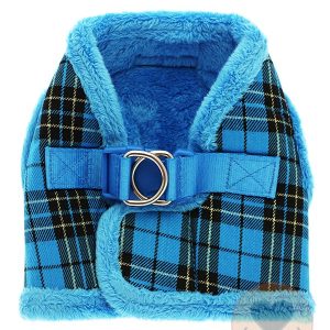 Urban Pup Luxe bont gevoerd blauw tartan tuigje