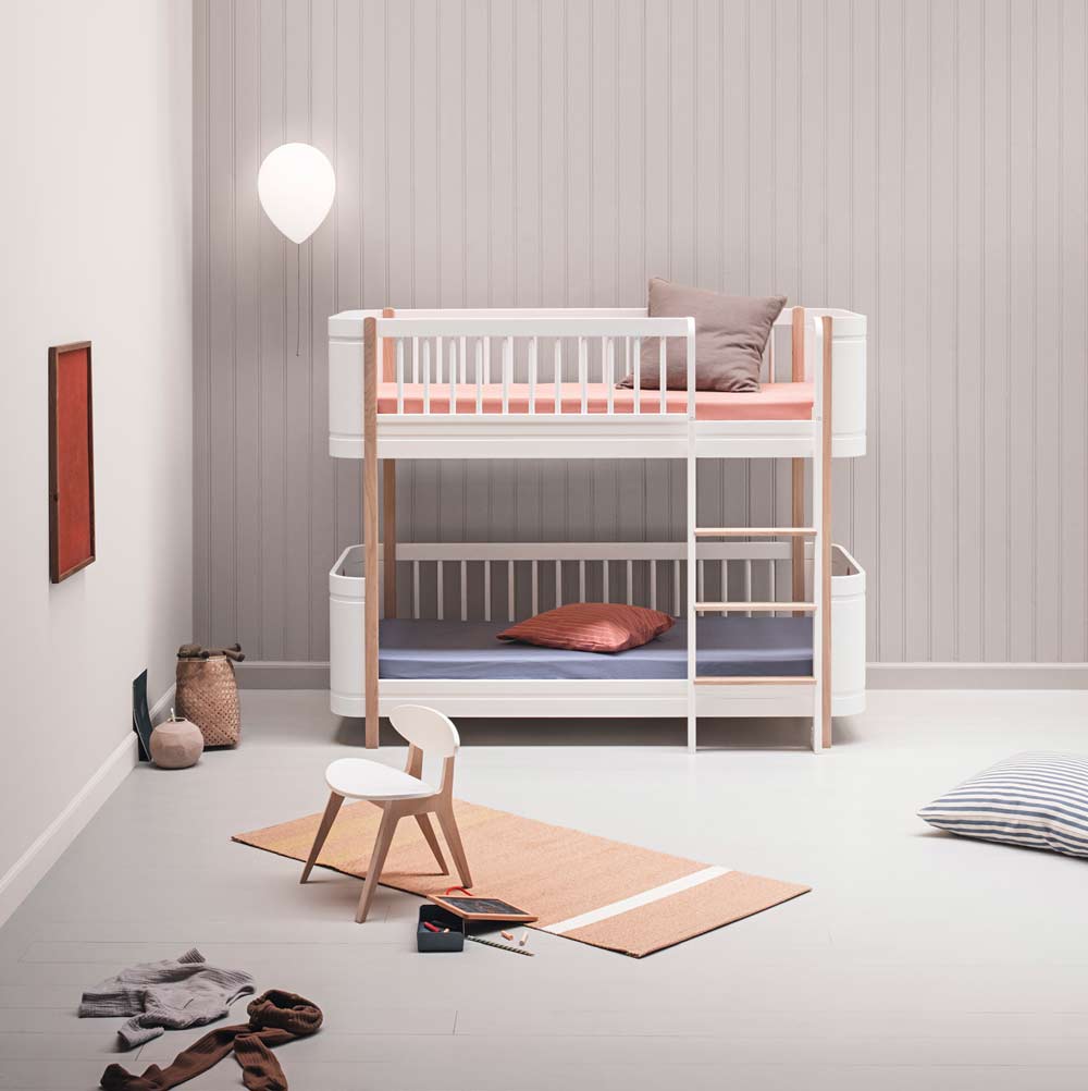 Oliver Furniture – Wood Mini+ Low Bunk Bed – Wit/Eikenhout, 68 x 162 cm - Afbeelding 5