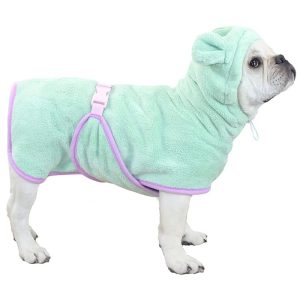 Microvezel badjas met oortjes groen