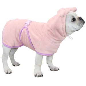 Microvezel badjas met oortjes roze