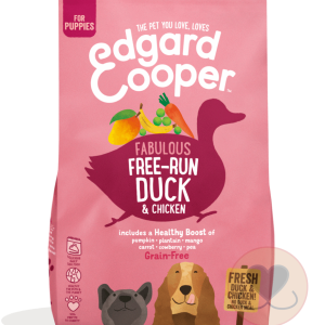 Verse scharreleend & kip met bakbanaan, mango, wortel & erwten