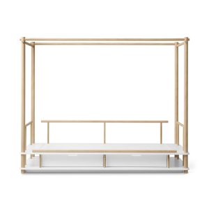 Oliver Furniture – Camp Canopy Bed – Wit/Eikenhout, 90 x 180 cm