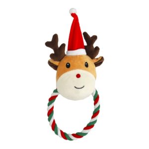 Rendier met kerstmuts en flostouw