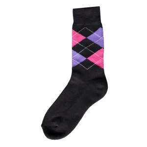 Ruitersok d.grijs/roze/paars 43-46