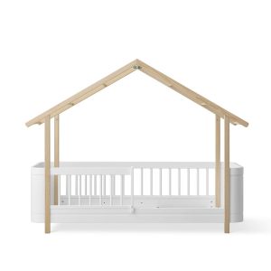 Oliver Furniture – Wood Mini+ House Bed – Wit/Eikenhout, 68 x 162 cm