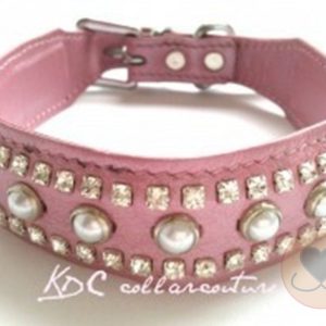 KDC collar & leash pearl pink 25 cm